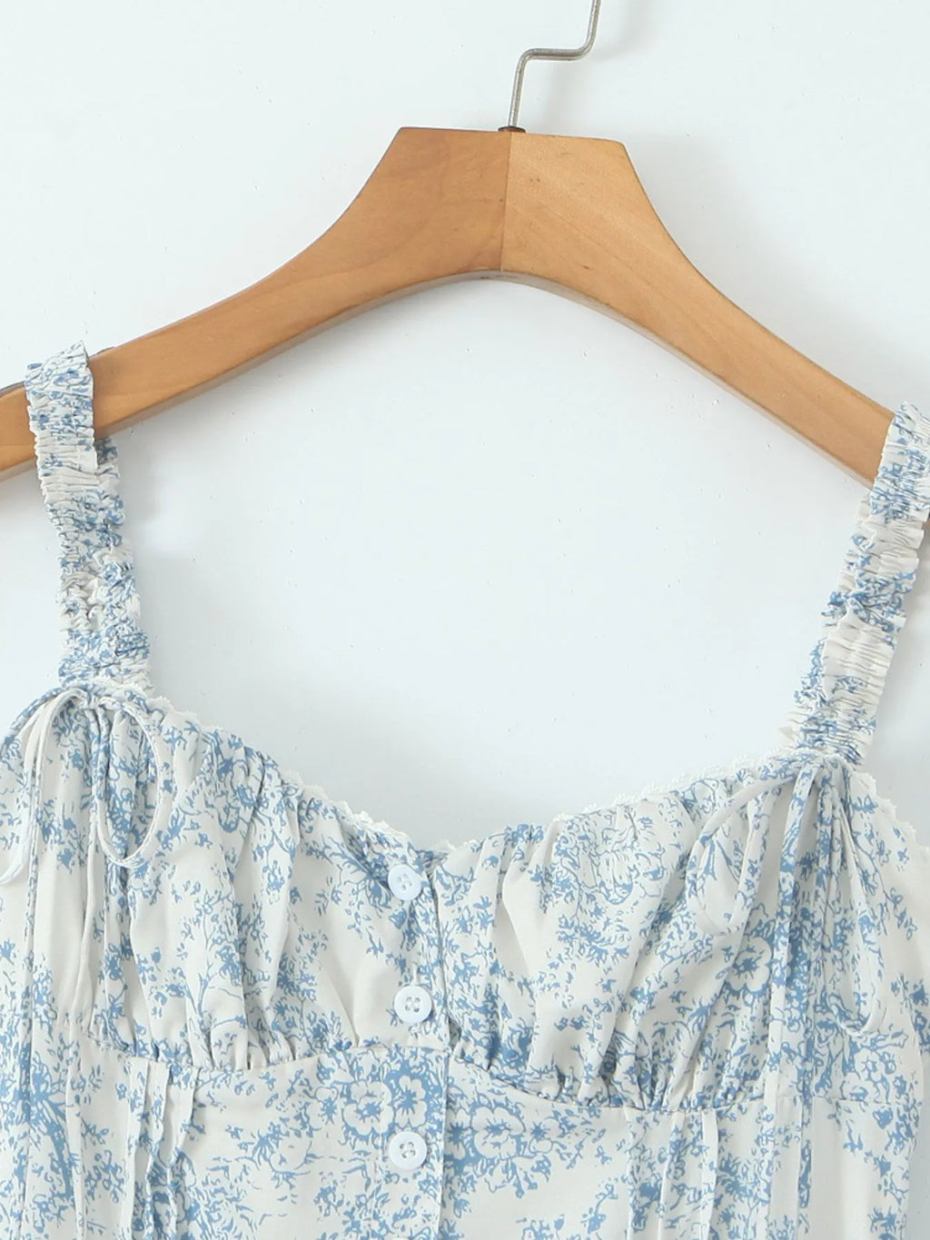Midi Cami Dress Floral Print Light Blue Smocked Lace Up Buttoned 516fe458-87ba-45a6-81a2-6ee804d19c06-Max-Origin Trendsi