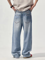 Men's Ripped Jeans Wide Leg Light Blue Washed Basic Style Denim Pants 519448bf426d402a85ff61245daccb72-Max-Origin Trendsi