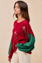 BiBi Womens Sweater Christmas Theme Tree Embroidered Red Pullover 5198a8de866b43b98295fefa86c6681a-Max-Origin Trendsi