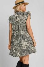 Umgee Babydoll Dress Black Floral Printed Ruffle Cap Short Sleeve 51c6134b-f2d6-4dad-9366-bf05da89c9a4-Max Trendsi