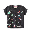 Children's Space-Themed Short Sleeve T-Shirt Black 51f453e4-4455-4893-aa1f-b6bdd45d0d66-Max-Origin Trendsi