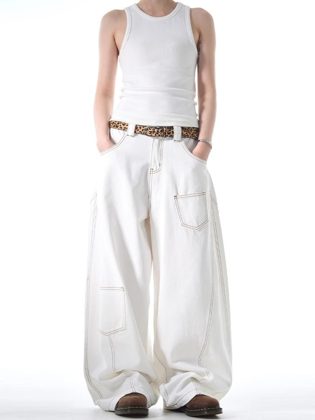 Men's Full Size Wide Leg Jeans with Pockets Plus Size