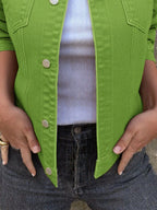 Women's Denim Jacket Short Button Front Long Sleeve with Pockets 5214b4ca-e718-4537-8496-3410a1734f02-Max-Origin Trendsi