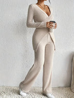 Women's Outfit Set Crisscross Surplice Top Long Sleeve and Pants Sets 5215fcb0-3e27-41e3-9c17-bb504160117c-Max Trendsi