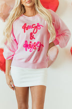 Valentine’s Day Pink Sweatshirt HUG AND KISSES Embroidery Round Neck Tops 5220d42a-5c15-4e0c-a34d-83be43f3d2d7-Max Trendsi