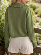 Women Cardigan Frill Collared Cotton Blend Knit Button Up Neck Long Sleeve 522234d5-5201-4f0f-980b-c915e5a45490-Max Trendsi