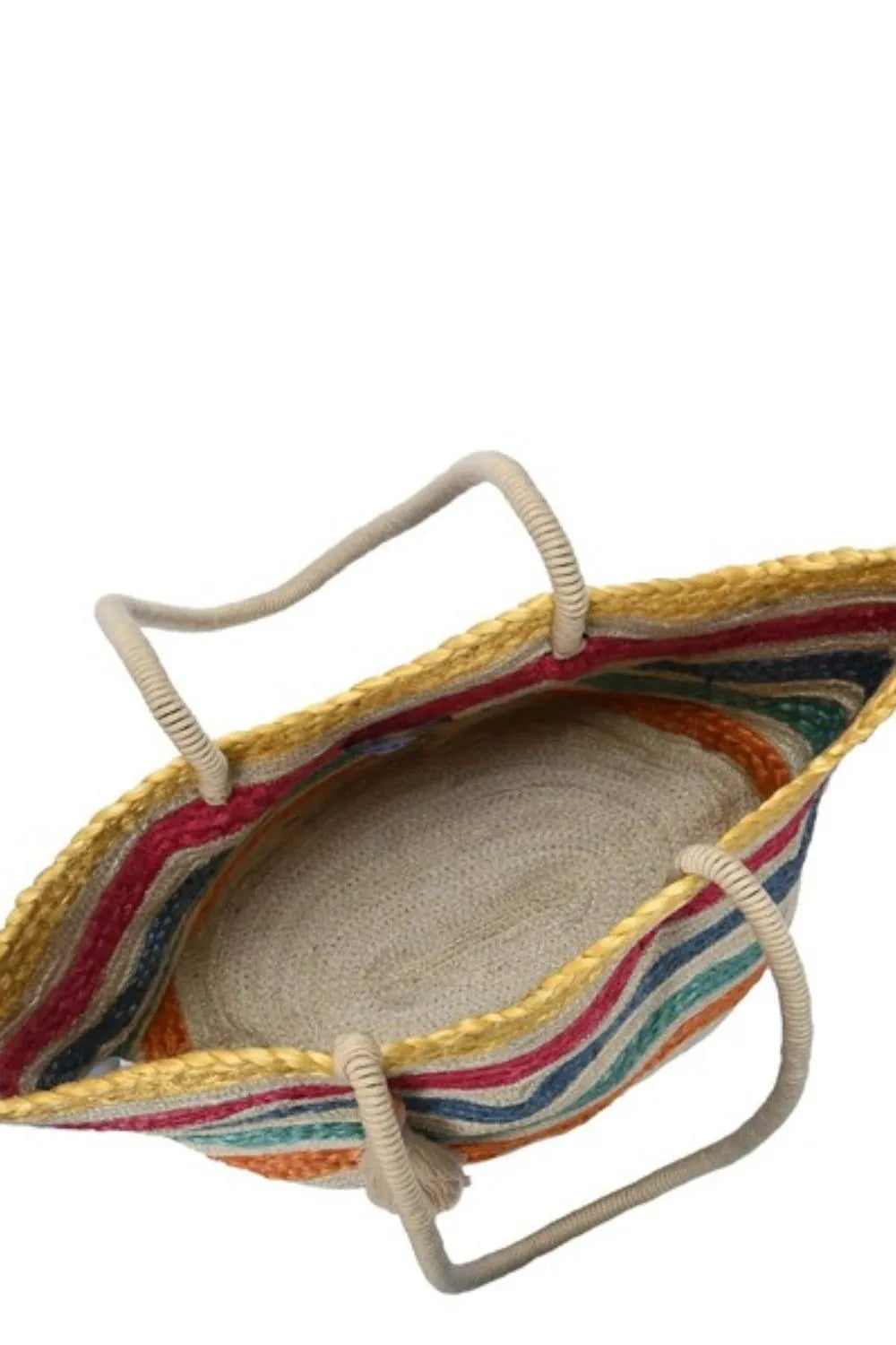 Fame Acessories Straw Tote Bag Wavy Colorful Rainbow Large Handbags