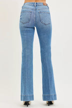 RISEN Women Mid Rise Flare Jeans Tummy Control 4 Way Stretch Denim Pants 522a01cedc764c31bbb2eda076fe53f5-Max-Origin Trendsi