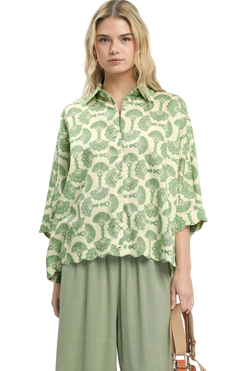 Umgee Printed Button-Down Shirt