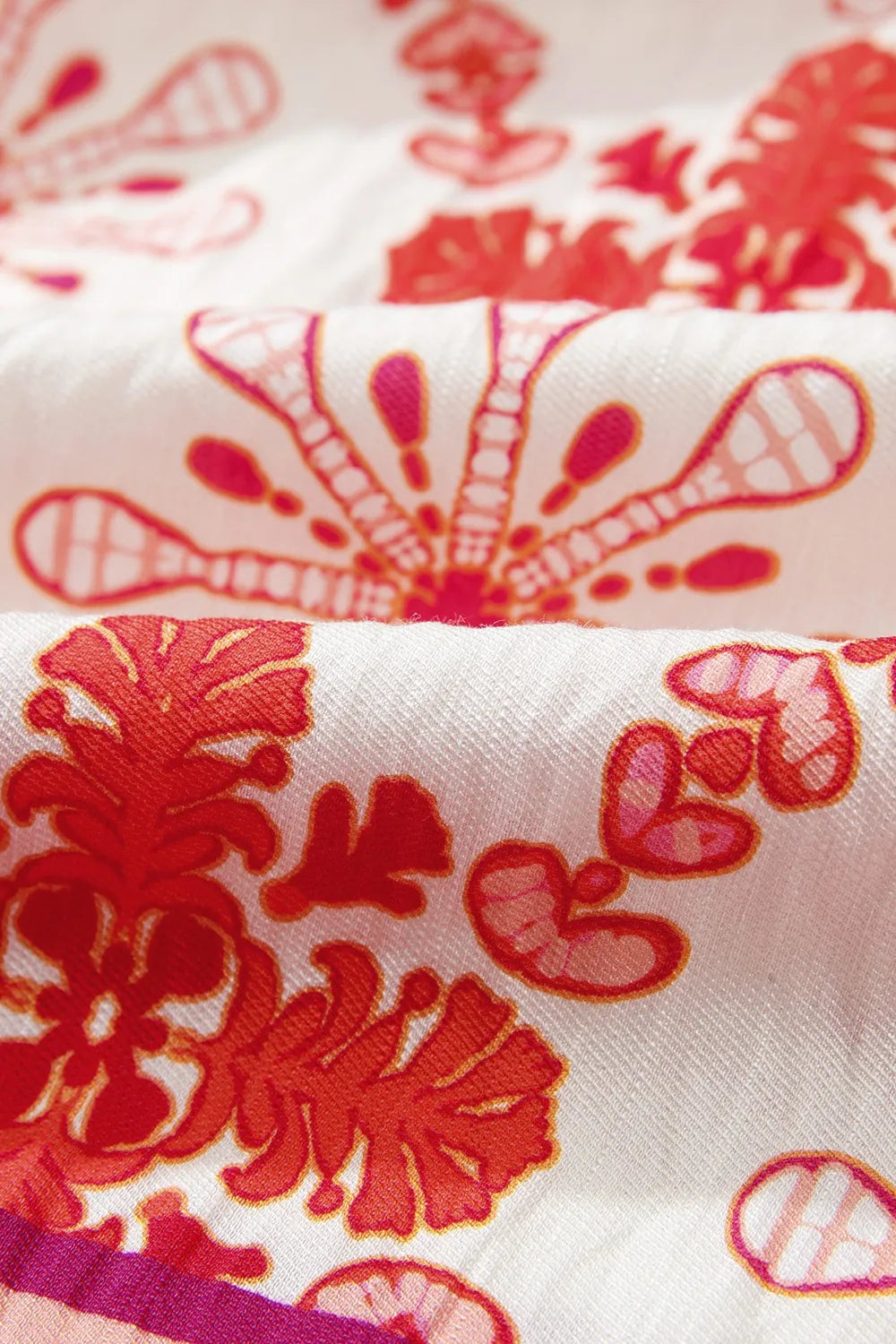 Boho Mini Dress Hot Pink Floral Short Sleeve Tie Neck 523cc8d7-9cab-48d5-a764-a76d87cd361e-Max-Origin Trendsi