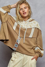 POL Drawstring French Terry Hoodie with Gauze Print Patch COCOA 5256aa51-f5cb-4e03-8877-e0b852640cc0-Max-Origin Trendsi