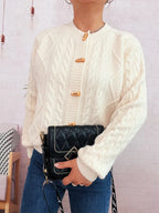 Women's Cardigan Cable Knit Button-Up Long Sleeve Knitwear 5258a267fef64fdaa86fc4a6384f18d6-Max-Origin Trendsi