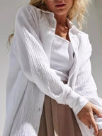 Women's Shirt Texture Oversized Button Up Long Sleeve Top 5261ccdc-6c74-460e-9c46-a9d8753bb13f-Max-Origin Trendsi