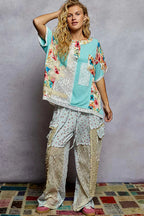 POL Womens Blouse Aqua Lace Round Neck Short Sleeve Floral Top 5267ea70-859c-4d59-bcc2-4aa0eb61f260-Max-Origin Trendsi