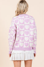 Mittoshop Checkered Heart Button Down Cardigan Long Sleeve 526ce29b-9c43-4dcb-9918-214acce5d81f-Max Trendsi
