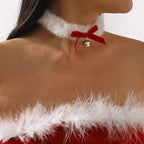 Christmas Choker Faux Fur Necklace with Red Bow Bell 526fbc10-9d0a-44fb-9109-4c482e28cbf2-Max-Origin Trendsi