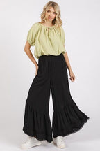 Mittoshop Black Wide Leg Pants Lace Ruffle Asymmetric Hem 52b40139-f6d1-45d6-ba8f-664a52a0d52c-Min Trendsi