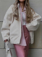 Women Jacket Snap Collared Long Sleeve Elastic Hem Oversized Pocketed 52b6d6b1-564e-4b99-9613-1ba1c3bed06e-Max Trendsi