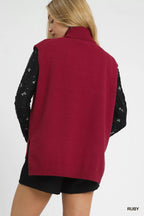 Umgee Women's Sweater Sleeveless Ruby Red High-Low Turtleneck Top 52d6e9f3-7615-4fa5-bc98-fc224436b820-Max-Origin Trendsi