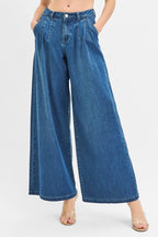 RISEN Wide Leg Jeans Women's Mid Rise Fit Knit Denim Look Pants MEDIUM 52d9bd6568cc421999d488d5538965cc-Max-Origin Trendsi