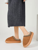 Suede Platform Slippers Faux Fur Lined Women Fashion Casual Rubber Shoes Caramel 52e53677-1422-43c5-9761-355116d7ec47-Max Trendsi