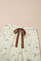 Casual Shorts Women's Bow Print Lace Summer Drawstring Pocketed 52e71f0e-c758-40ea-b6fd-965a62d7d092-Max-Origin Trendsi