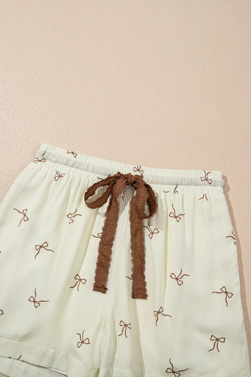 Casual Shorts Women's Bow Print Lace Summer Drawstring Pocketed 52e71f0e-c758-40ea-b6fd-965a62d7d092-Max-Origin Trendsi