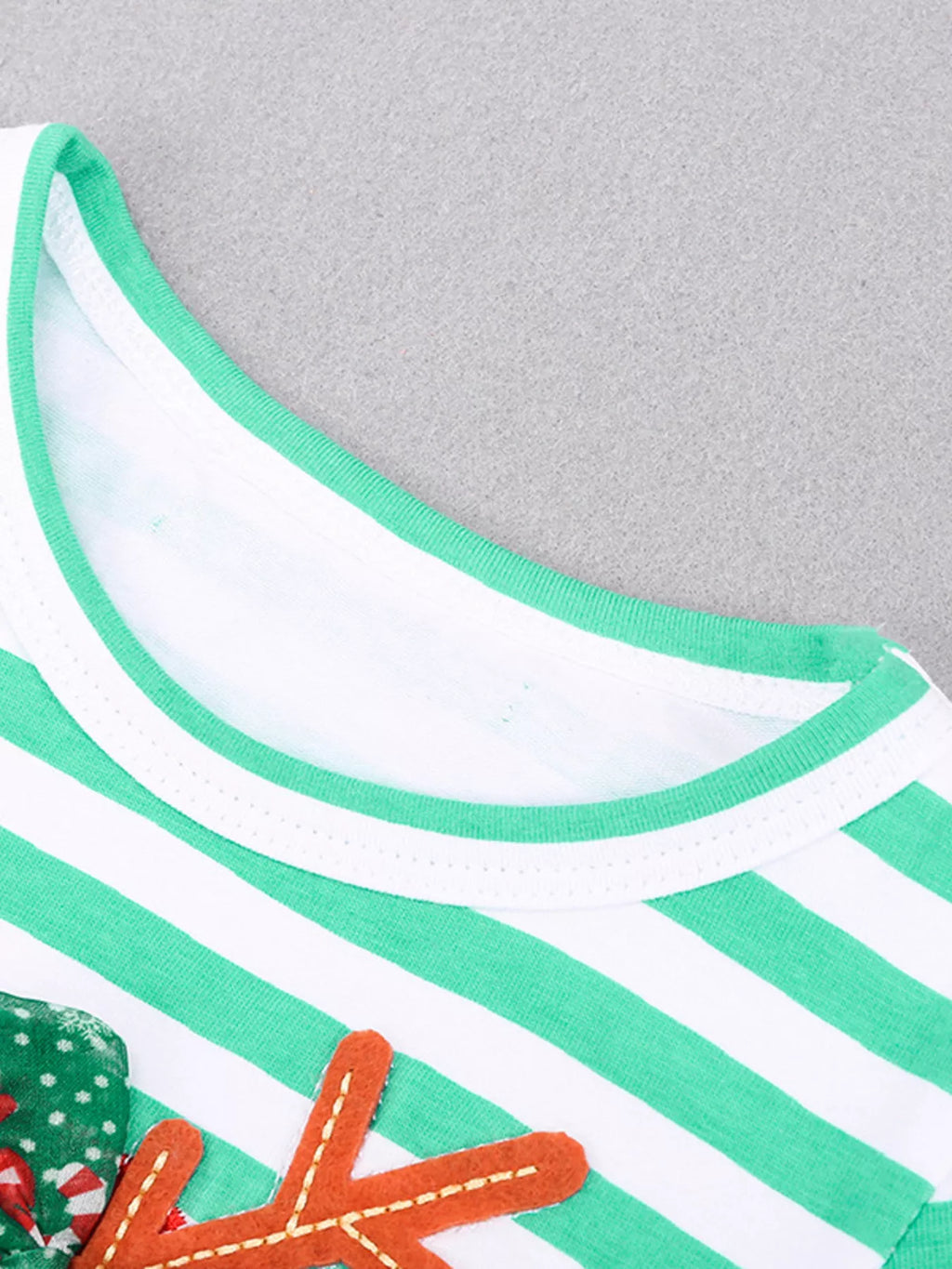 Christmas Grl's Dress Turquoise Reindeer Applique Striped Long Sleeve for Children 52ef4323d88f40c6a2dfe0b36b23c922-Max-Origin Trendsi