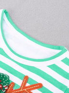 Christmas Grl's Dress Turquoise Reindeer Applique Striped Long Sleeve for Children 52ef4323d88f40c6a2dfe0b36b23c922-Max-Origin Trendsi