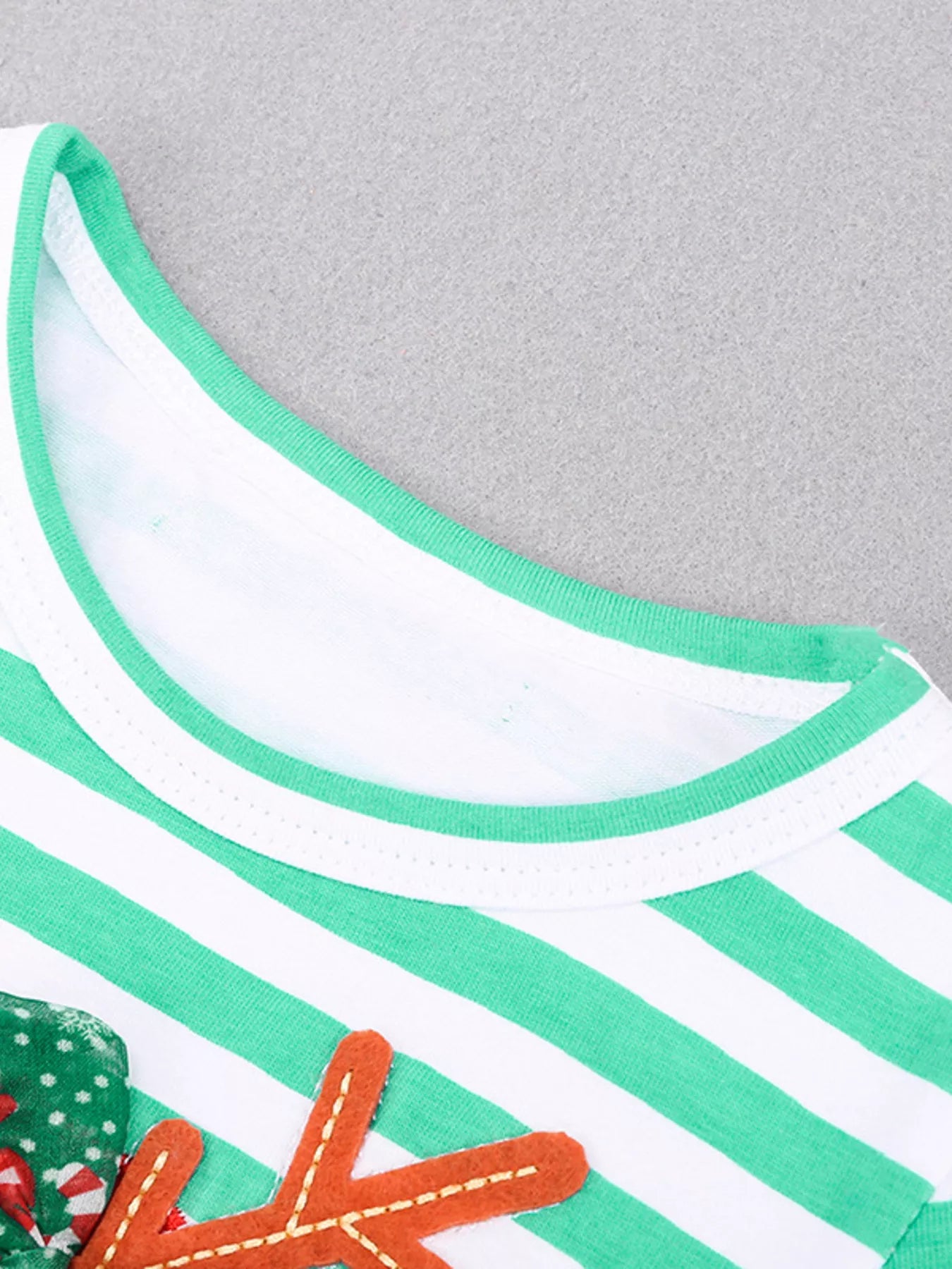 Christmas Grl's Dress Turquoise Reindeer Applique Striped Long Sleeve for Children 52ef4323d88f40c6a2dfe0b36b23c922-Max-Origin Trendsi