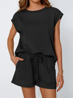 Outfit Set Round Neck Cap Short Sleeve Top and Shorts Set 530d8bbe-f6de-4847-9247-cd08d7fdecd3-Max-Origin Trendsi