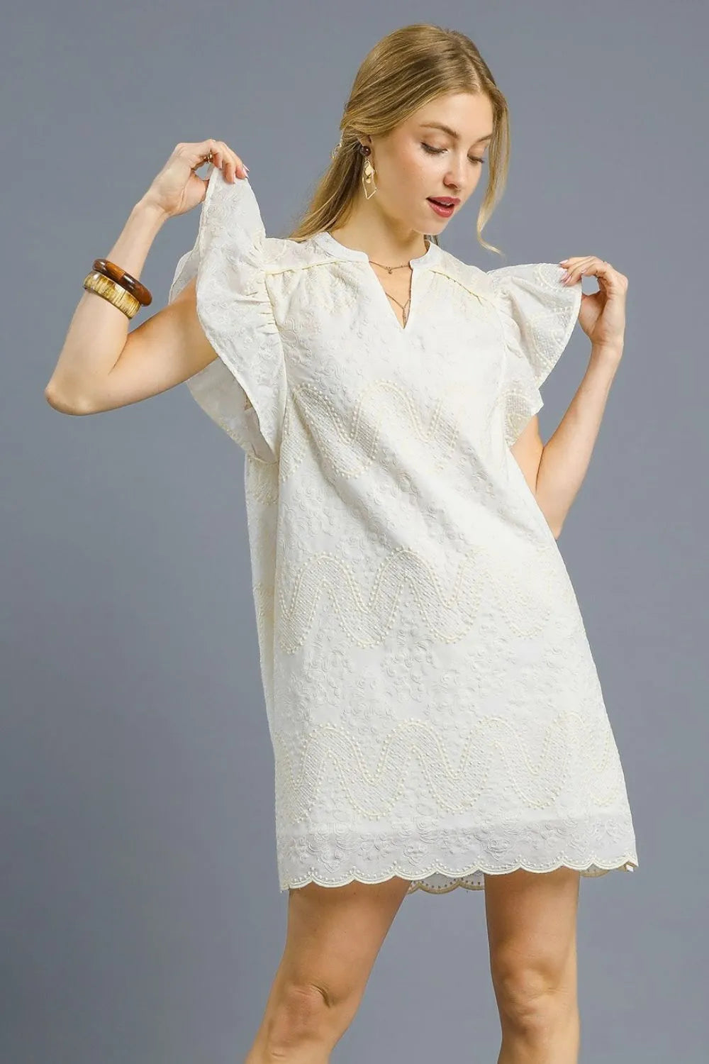 Umgee Mini Dress White Floral Embroidered Scalloped Hem Ruffled Short Sleeve 531fedb4-cde9-4631-a0b4-17bc9323ede2-Max-Origin Trendsi