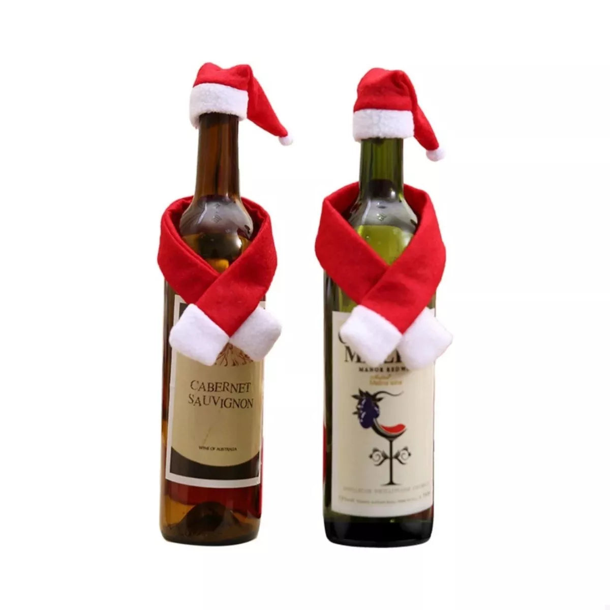 Christmas Wine Bottle Santa Hat & Scarf Decorative Covers 2 Piece 5327146c-da7f-4728-a065-225b6dc68637-Max-Origin Trendsi
