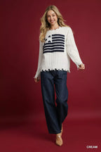 Umgee Women's Sweater Cream American Flag Distressed Hem Pullover 532cb521-f0d6-437d-b5ac-bd8595e6482f-Max-Origin Trendsi