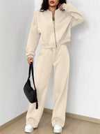 Womens Outfit Set Casual Solid Color Zipper Jacket and Wide Leg Pants 532d150941b54ff1873b48e2f46e1f79-Max-Origin Trendsi