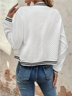 Textured Jacket Zip Up Long Sleeve Outwear 5331cd7a-fd90-46a4-bc16-dea9ed9b65ca-Max Trendsi
