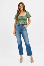 RISEN Women's Jeans Tummy Control High Rise Crop Straight Denim Pants 5338ac8e11304a84be37518cbaf51b95-Max-Origin Trendsi