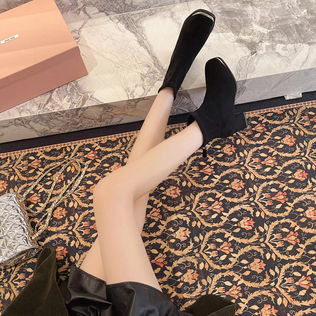 Women's Boots Square Toe Block High Heels Elegant Shoes 533ff124cd7740e087a7261c87881705-Max-Origin Trendsi