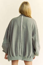 Davi & Dani USA Denim Women Gray Jacket Exposed Seam Zip Up Waffle-Knit 53525339-d3b7-4104-9f35-0c0482733619-Max Trendsi