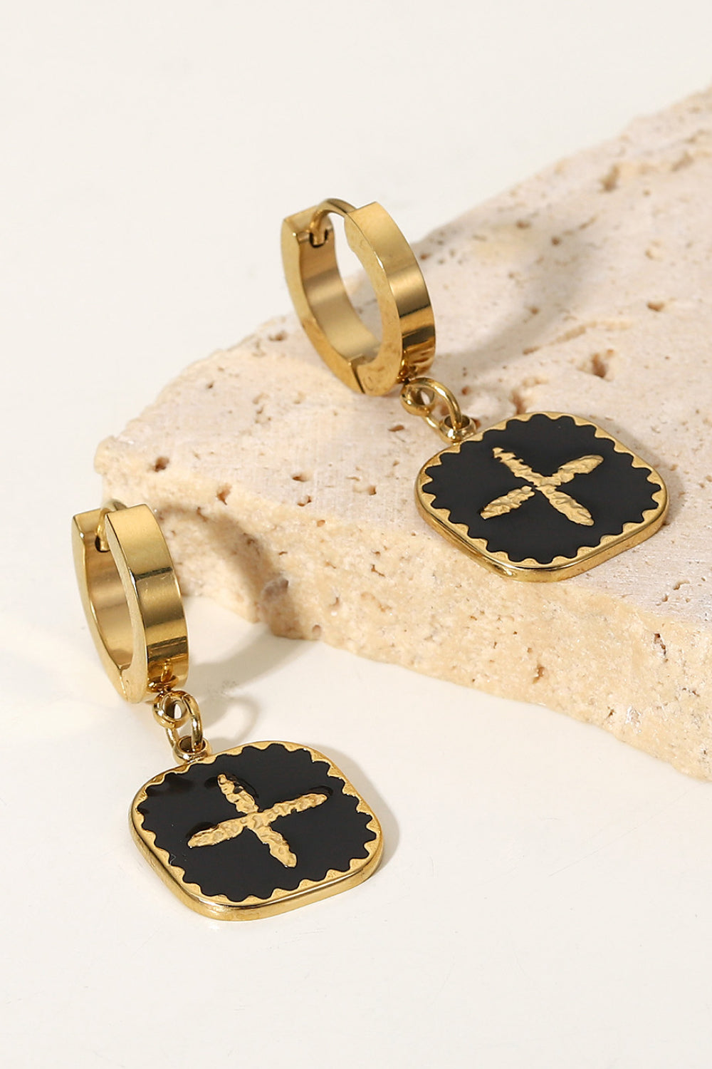 Drop Earrings Plus Sign Square Shape Gold Black Jewelry 53651dafae634cebbe8ce7536fbf2cb6-Max Trendsi