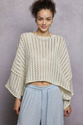 POL Cable-Knit Openwork Round Neck Cropped Sweater IVORY 53658632-9d4f-4285-9410-7a2ae26b0eb7-Max-Origin Trendsi
