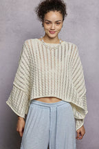 POL Cable-Knit Openwork Round Neck Cropped Sweater IVORY 53658632-9d4f-4285-9410-7a2ae26b0eb7-Max-Origin Trendsi