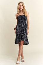 ADORA Floral Dress Navy Smocked Tube Strapless with Pockets 5365ebdd-059a-4c47-a4e6-797ea58f11bb-Min Trendsi