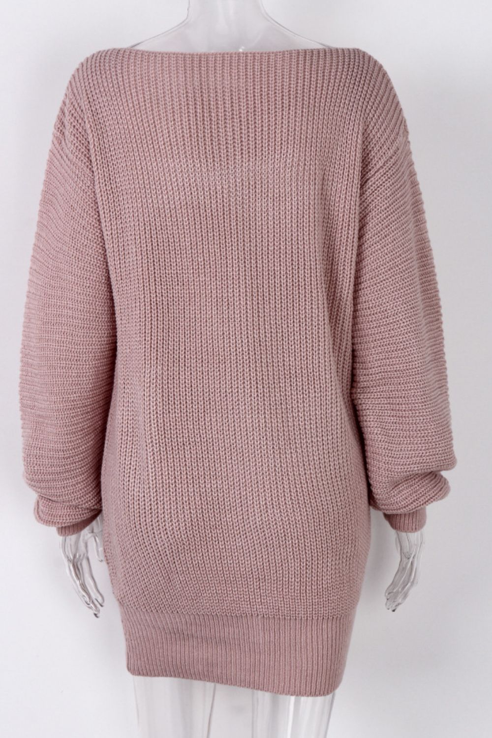 Mini Sweater Dress Boat Neck Long Sleeve Soft Acrylic Knit Basic Solid Style 53c3e70c-013a-4104-bb0e-cf96756f4a3a-Max Trendsi