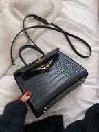 Crocodile Pattern Flap Mini Crossbody Bag