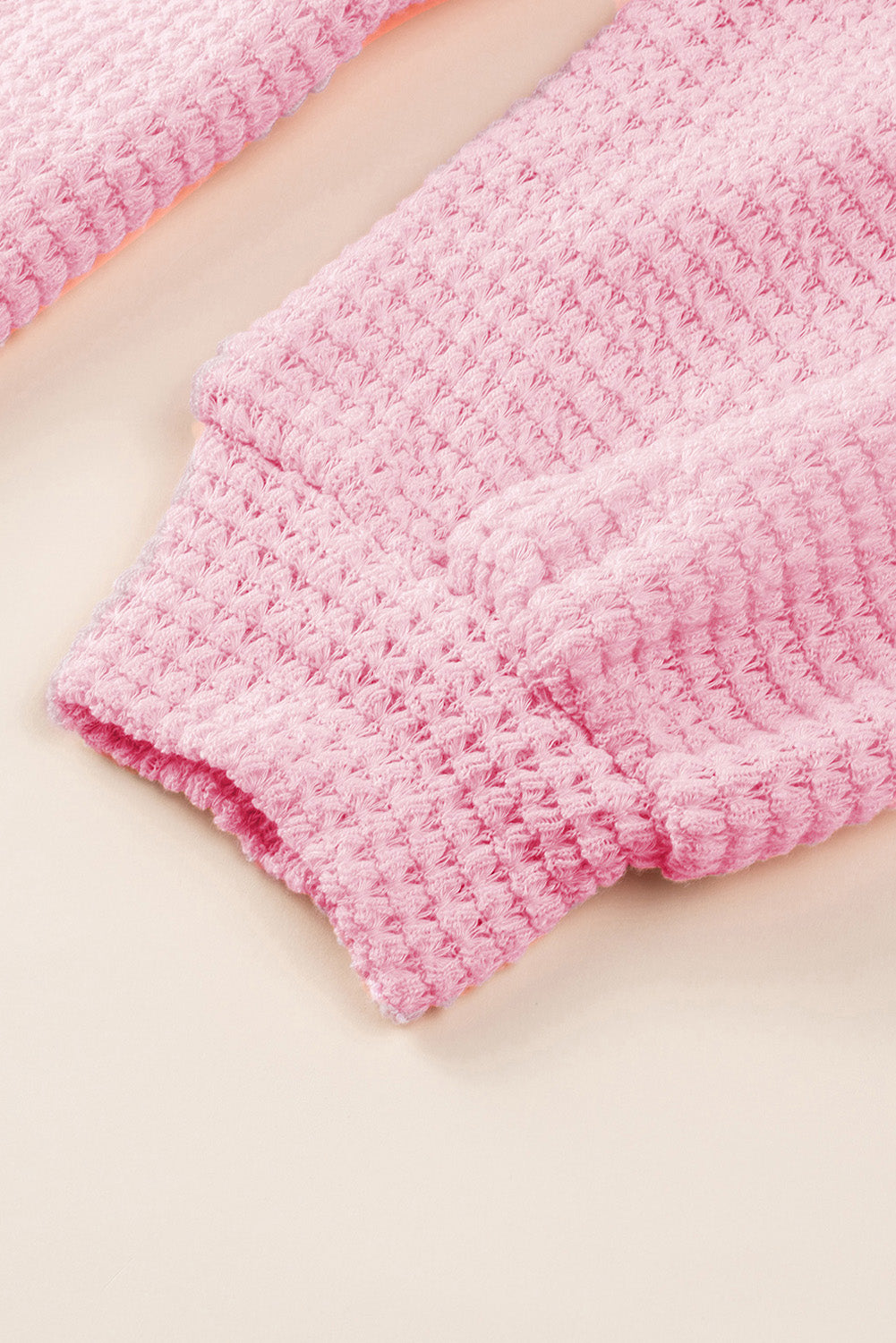 Waffle-Knit Women Shirt Collared Neck Long Sleeve Pocketed Single Breasted 53d124ae-ced7-4894-bad8-55fc0d49d47c-Max Trendsi