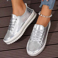 Women Sneakers Round Toe Platform Pu Leather Rhinestone Flat Shoes Silver 53e32d80-d4d3-49a3-8e49-47bfef3d926a-Max-Origin Trendsi