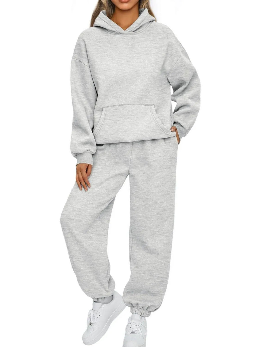 Women's Joggers Set Fleece Kangaroo Pocket Hoodie and Pocketed Pants Light Gray 53e33e34-64f9-4f86-b8d6-b5ddc4e4d176-Max-Origin Trendsi