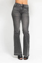 Judy Blue Gray Jeans Mid Rise Washed Release Hem Flare Tummy Control 53fa100c75ea4206bfdc7f9e632fecbb-Max-Origin Trendsi