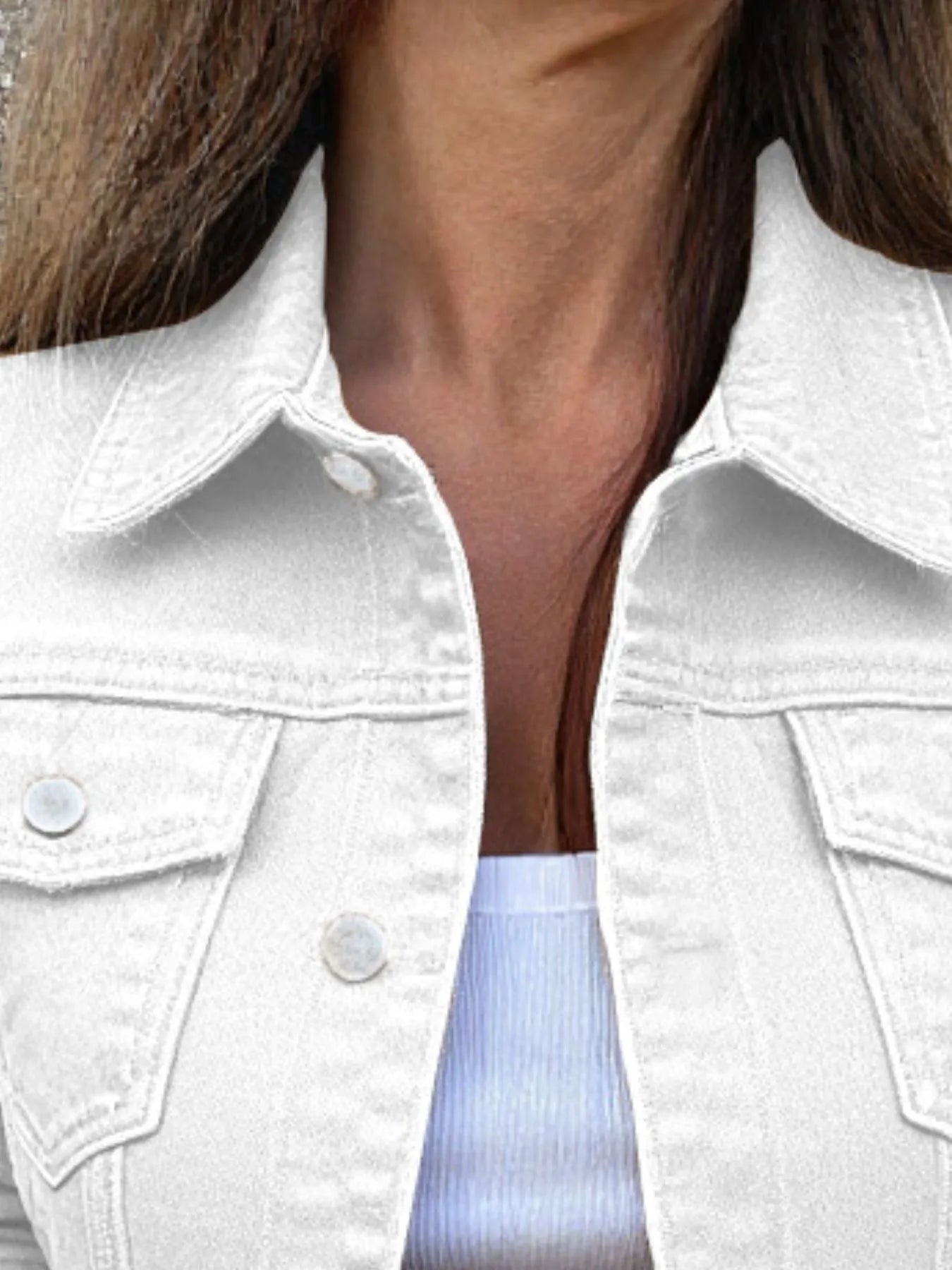 Women's Denim Jacket Short Button Front Long Sleeve with Pockets 5435824f-2bd0-4809-8b1d-49252f4f4ff9-Max-Origin Trendsi